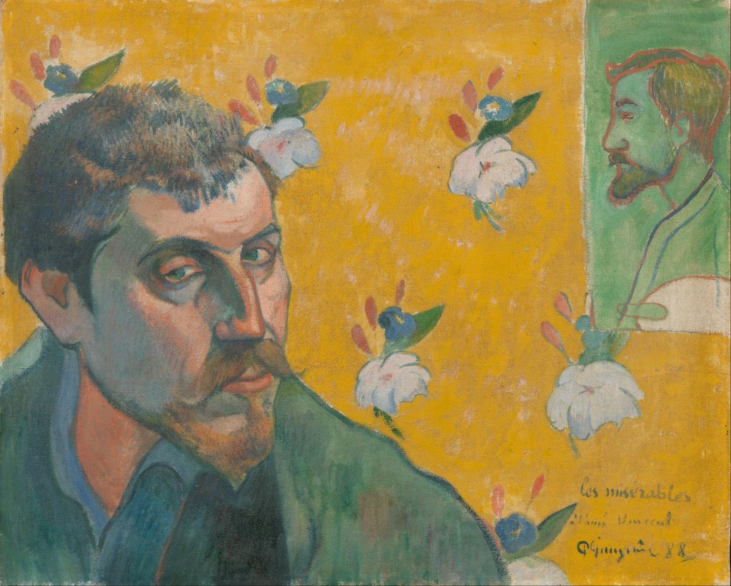 Paul Gauguin self-portrait with a portrait of Émile Bernard in the background